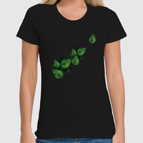 Заказать женскую футболку в Москве. Футболка классическая Evergreen Leaves от CoolColor  - готовые дизайны и нанесение принтов.