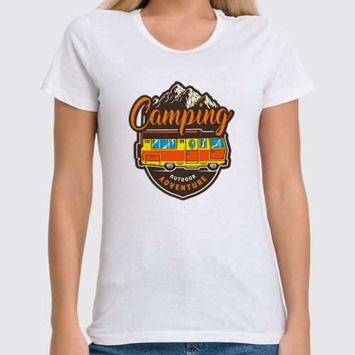 Заказать женскую футболку в Москве. Футболка классическая CAMPING от balden - готовые дизайны и нанесение принтов.