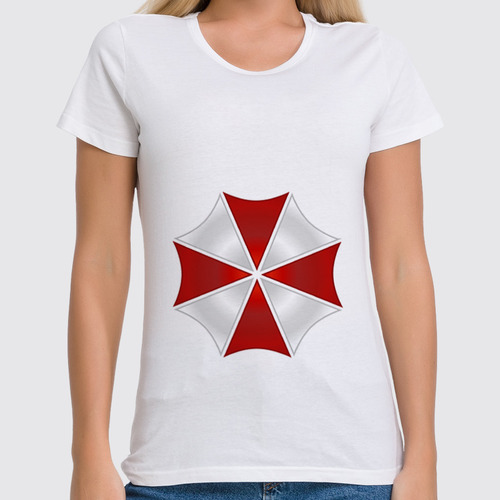 Заказать женскую футболку в Москве. Футболка классическая Umbrella Corporation от game-fan - готовые дизайны и нанесение принтов.