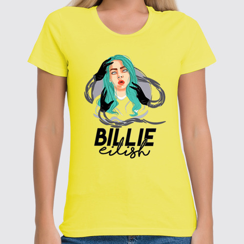 Заказать женскую футболку в Москве. Футболка классическая Billie Eilish( Билли Айлиш)      от T-shirt print  - готовые дизайны и нанесение принтов.