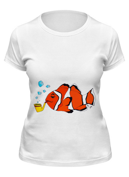 Заказать женскую футболку в Москве. Футболка классическая Рыба клоун от galkagalka - готовые дизайны и нанесение принтов.