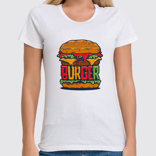 Заказать женскую футболку в Москве. Футболка классическая BURGER от balden - готовые дизайны и нанесение принтов.