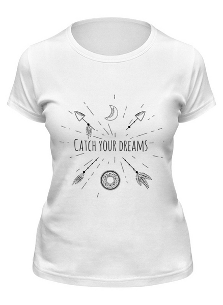 Заказать женскую футболку в Москве. Футболка классическая Catch your dreams от Мария Никитина - готовые дизайны и нанесение принтов.