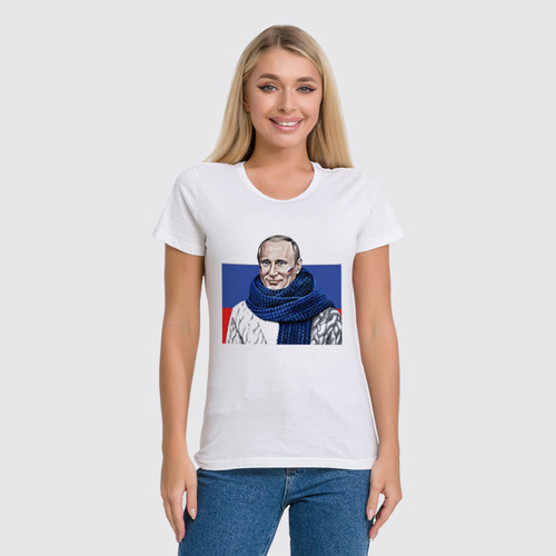 Заказать женскую футболку в Москве. Футболка классическая Путин от Серега Шнайдер - готовые дизайны и нанесение принтов.