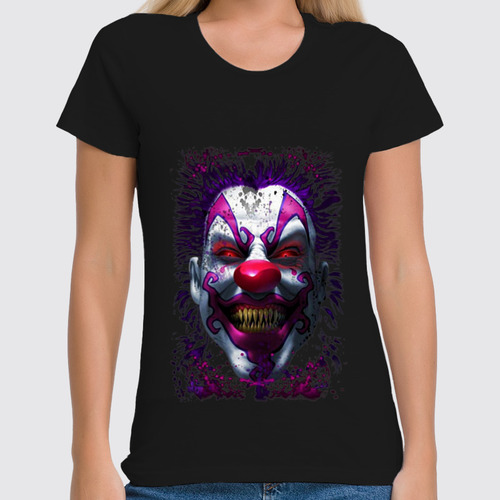 Заказать женскую футболку в Москве. Футболка классическая Evil Clown от Leichenwagen - готовые дизайны и нанесение принтов.