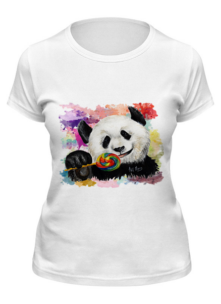Заказать женскую футболку в Москве. Футболка классическая Панда с леденцом от artberry - готовые дизайны и нанесение принтов.