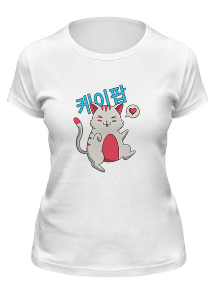Заказать женскую футболку в Москве. Футболка классическая K-POP Cat от Павел Павел - готовые дизайны и нанесение принтов.