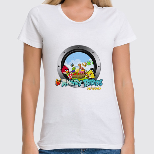 Заказать женскую футболку в Москве. Футболка классическая Angry Birds от THE_NISE  - готовые дизайны и нанесение принтов.