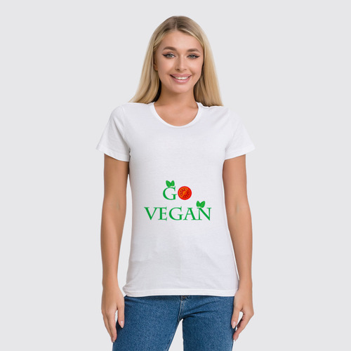 Заказать женскую футболку в Москве. Футболка классическая Go vegan от Antaya - готовые дизайны и нанесение принтов.