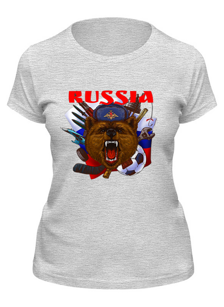 Заказать женскую футболку в Москве. Футболка классическая Россия  от T-shirt print  - готовые дизайны и нанесение принтов.