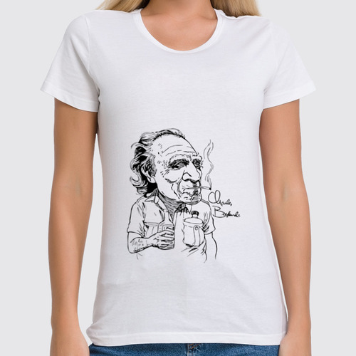 Заказать женскую футболку в Москве. Футболка классическая Чарльз Буковски(Charles Bukowski) от Easy-store - готовые дизайны и нанесение принтов.