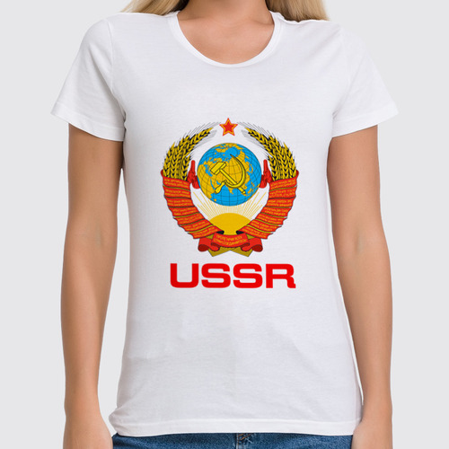Заказать женскую футболку в Москве. Футболка классическая Герб советского союза от Djimas Leonki - готовые дизайны и нанесение принтов.