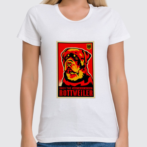 Заказать женскую футболку в Москве. Футболка классическая Собака: ROTTWEILER от Виктор Гришин - готовые дизайны и нанесение принтов.