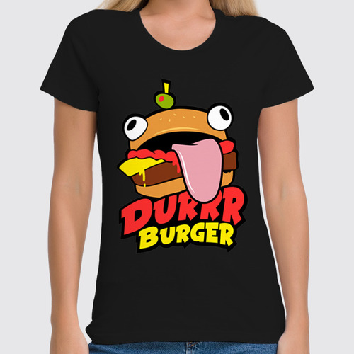 Заказать женскую футболку в Москве. Футболка классическая Fortnite Durrr Burger от geekbox - готовые дизайны и нанесение принтов.