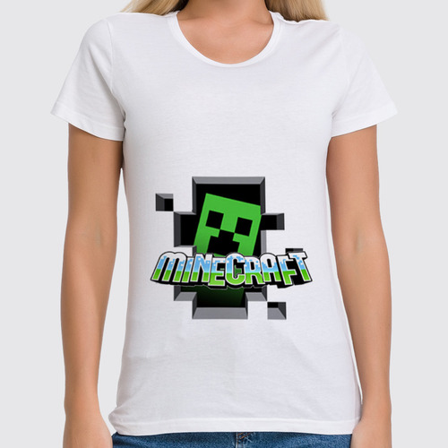 Заказать женскую футболку в Москве. Футболка классическая Minecraft  от торгаш - готовые дизайны и нанесение принтов.