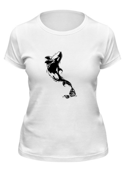 Заказать женскую футболку в Москве. Футболка классическая Чернильный дельфин  от ISliM - готовые дизайны и нанесение принтов.