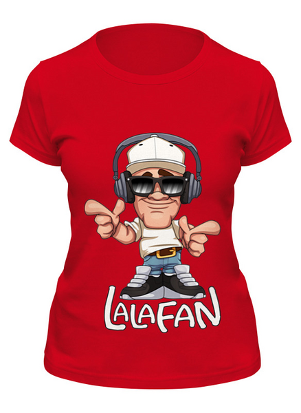 Заказать женскую футболку в Москве. Футболка классическая LalaFan DJ T-Shirt (красная, жен.) от LalaFan  - готовые дизайны и нанесение принтов.