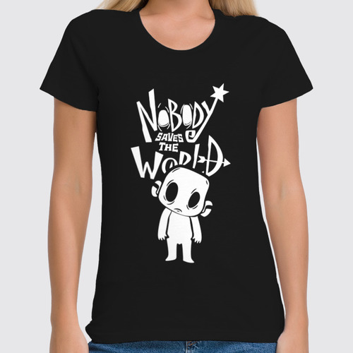 Заказать женскую футболку в Москве. Футболка классическая Nobody Saves the World  от geekbox - готовые дизайны и нанесение принтов.