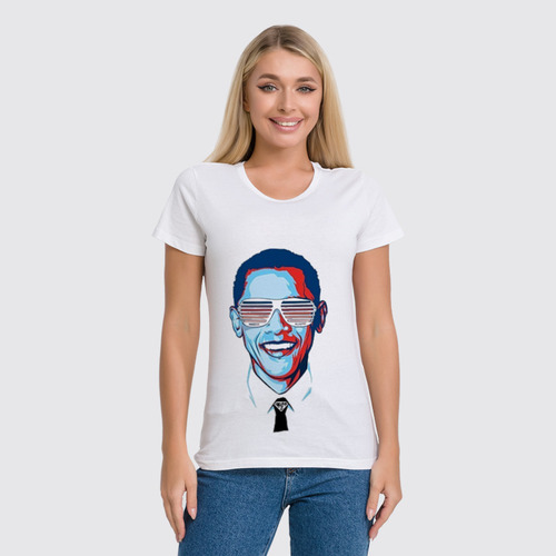 Заказать женскую футболку в Москве. Футболка классическая Барак Обама от Vinli.shop  - готовые дизайны и нанесение принтов.