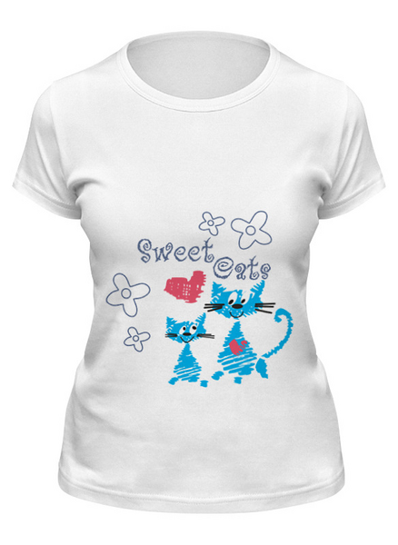 Заказать женскую футболку в Москве. Футболка классическая Sweet cats от valezar - готовые дизайны и нанесение принтов.