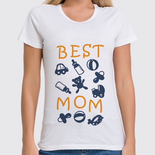 Заказать женскую футболку в Москве. Футболка классическая Best Mom от litium - готовые дизайны и нанесение принтов.