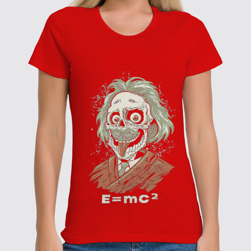 Заказать женскую футболку в Москве. Футболка классическая Зомби Эйнштейн  от iZOMBIE - готовые дизайны и нанесение принтов.