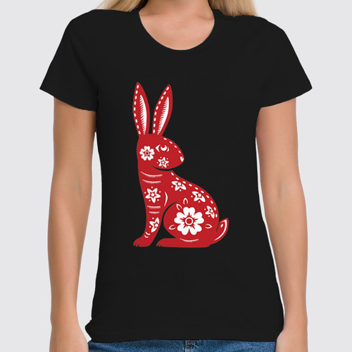 Заказать женскую футболку в Москве. Футболка классическая Red Rabbit от skynatural - готовые дизайны и нанесение принтов.
