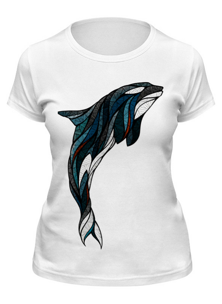 Заказать женскую футболку в Москве. Футболка классическая Дельфин от oldman - готовые дизайны и нанесение принтов.