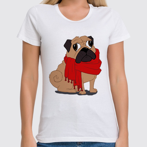 Заказать женскую футболку в Москве. Футболка классическая Мопс (Pug) от fanart - готовые дизайны и нанесение принтов.