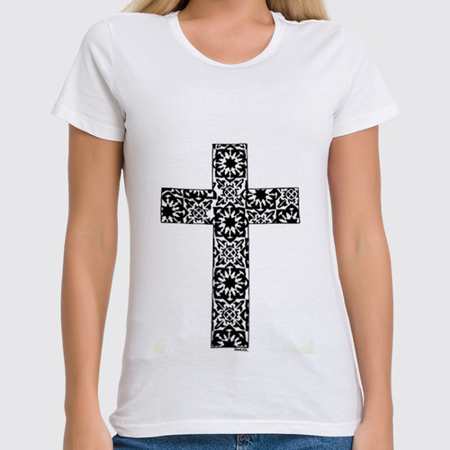 Заказать женскую футболку в Москве. Футболка классическая Крест от YellowCloverShop - готовые дизайны и нанесение принтов.