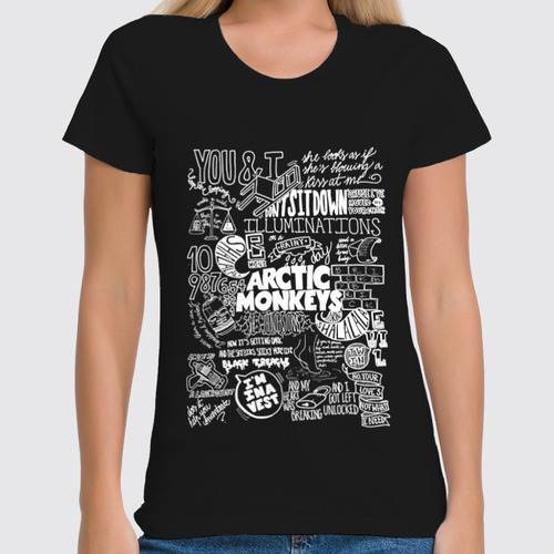 Заказать женскую футболку в Москве. Футболка классическая Arctic Monkeys  от geekbox - готовые дизайны и нанесение принтов.