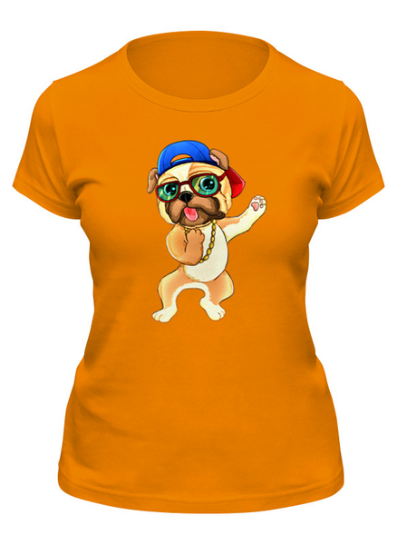 Заказать женскую футболку в Москве. Футболка классическая Собака в танце от Print design  - готовые дизайны и нанесение принтов.