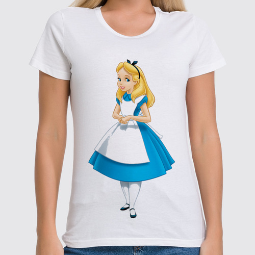 Заказать женскую футболку в Москве. Футболка классическая Алиса от YellowCloverShop - готовые дизайны и нанесение принтов.