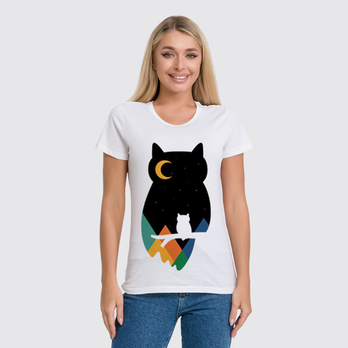 Заказать женскую футболку в Москве. Футболка классическая Сова (Owl) от trugift - готовые дизайны и нанесение принтов.