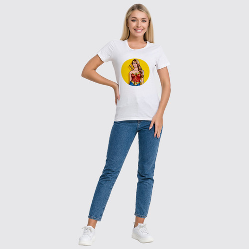 Заказать женскую футболку в Москве. Футболка классическая Чудо-женщина / Wonder Woman от Jimmy Flash - готовые дизайны и нанесение принтов.