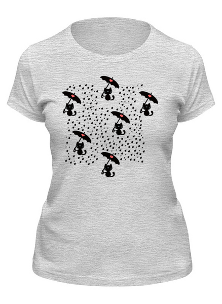 Заказать женскую футболку в Москве. Футболка классическая Кошечки с зонтиком от T-shirt print  - готовые дизайны и нанесение принтов.