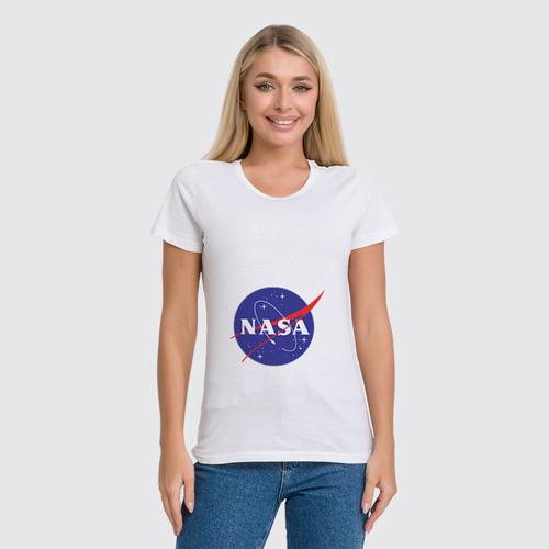 Заказать женскую футболку в Москве. Футболка классическая NASA | НАСА от The Spaceway  - готовые дизайны и нанесение принтов.