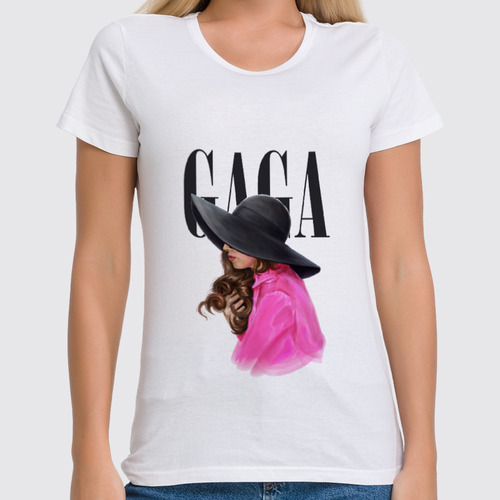 Заказать женскую футболку в Москве. Футболка классическая lady gaga in purple от Анна Андреева - готовые дизайны и нанесение принтов.