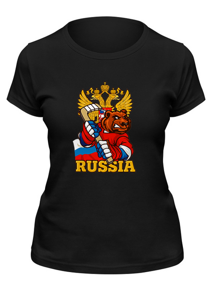 Заказать женскую футболку в Москве. Футболка классическая Россия   от T-shirt print  - готовые дизайны и нанесение принтов.