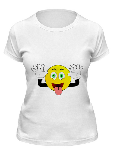 Заказать женскую футболку в Москве. Футболка классическая Смайлик от anprimak-rabota@yandex.ru - готовые дизайны и нанесение принтов.