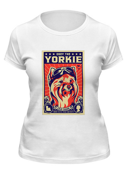 Заказать женскую футболку в Москве. Футболка классическая Собака: YORKIE от Виктор Гришин - готовые дизайны и нанесение принтов.