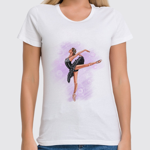 Заказать женскую футболку в Москве. Футболка классическая Балерина  от @kristy_art_k  - готовые дизайны и нанесение принтов.
