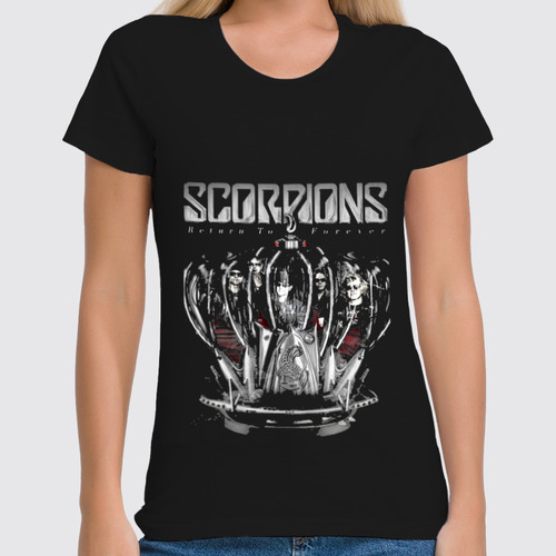 Заказать женскую футболку в Москве. Футболка классическая Scorpions - Return to Forever tour от Денис - готовые дизайны и нанесение принтов.