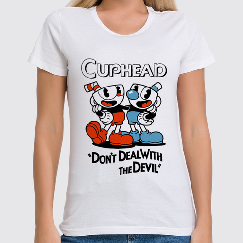 Заказать женскую футболку в Москве. Футболка классическая Cuphead от geekbox - готовые дизайны и нанесение принтов.