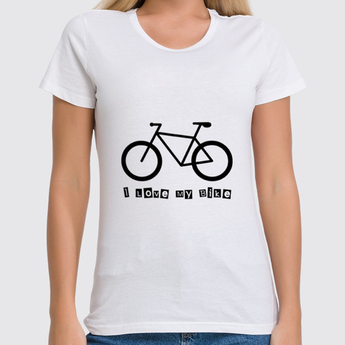 Заказать женскую футболку в Москве. Футболка классическая I Love My Bike от Виктория - готовые дизайны и нанесение принтов.