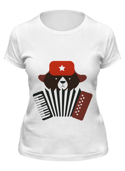 Заказать женскую футболку в Москве. Футболка классическая Медведь с гармошкой от Savara - готовые дизайны и нанесение принтов.
