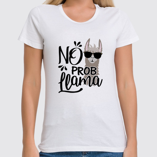 Заказать женскую футболку в Москве. Футболка классическая NO DRAMA LAMA! от T-shirt print  - готовые дизайны и нанесение принтов.