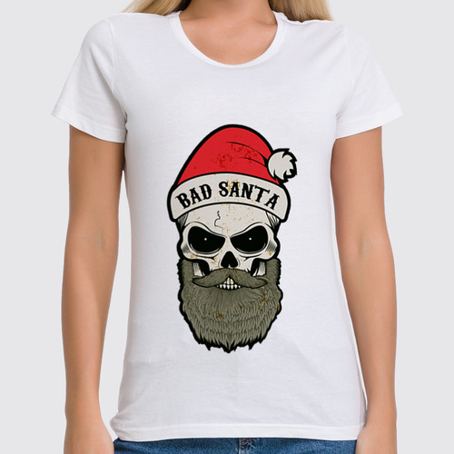 Заказать женскую футболку в Москве. Футболка классическая Bad santa от denis01001 - готовые дизайны и нанесение принтов.