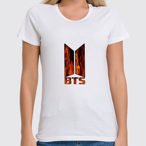 Заказать женскую футболку в Москве. Футболка классическая Группа BTS от THE_NISE  - готовые дизайны и нанесение принтов.
