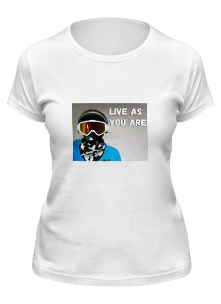 Заказать женскую футболку в Москве. Футболка классическая Live as you are от Skywalker - готовые дизайны и нанесение принтов.